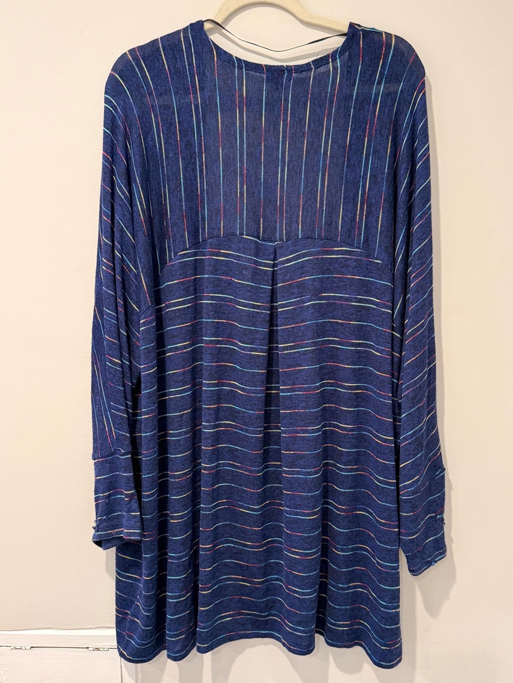 Torrid Blue Striped Open Cardigan with Multicolor Accents Lightweight 3x - Picture 3 of 7